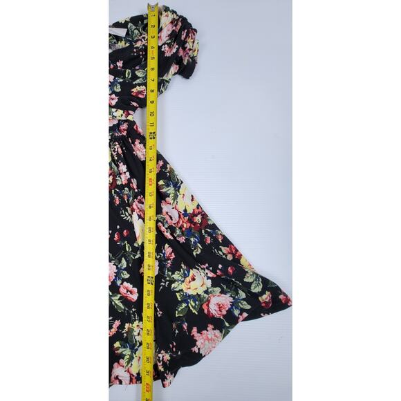NWT Unique‎ Vintage Floral Black Pink Rose Stretch Spring Dress Womens XS/2 - Picture 7 of 9